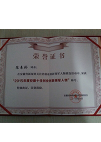 2015安徽十佳創(chuàng)業(yè)創(chuàng)新領(lǐng)軍人物